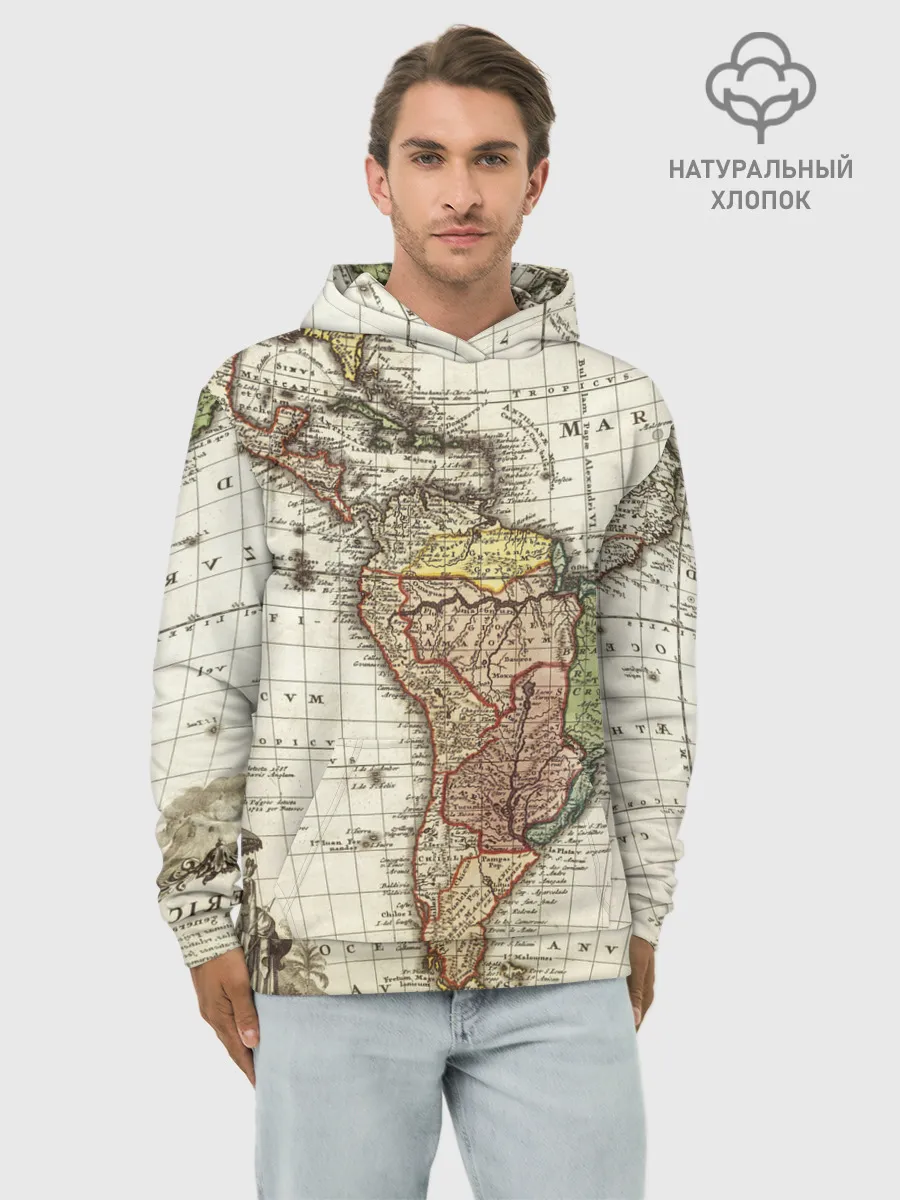 Худи мужской база хлопок / ВИНТАЖНАЯ КАРТА