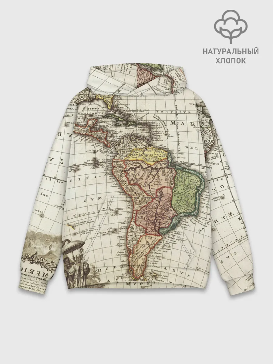 Худи мужской база хлопок / ВИНТАЖНАЯ КАРТА