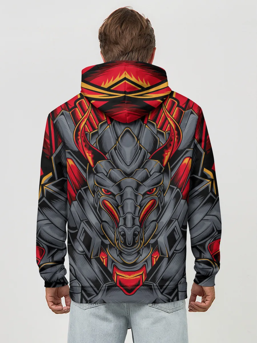 Худи мужской база хлопок / Механический дракон