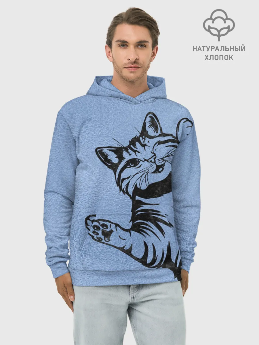 Худи мужской база хлопок / Улыбающийся кот