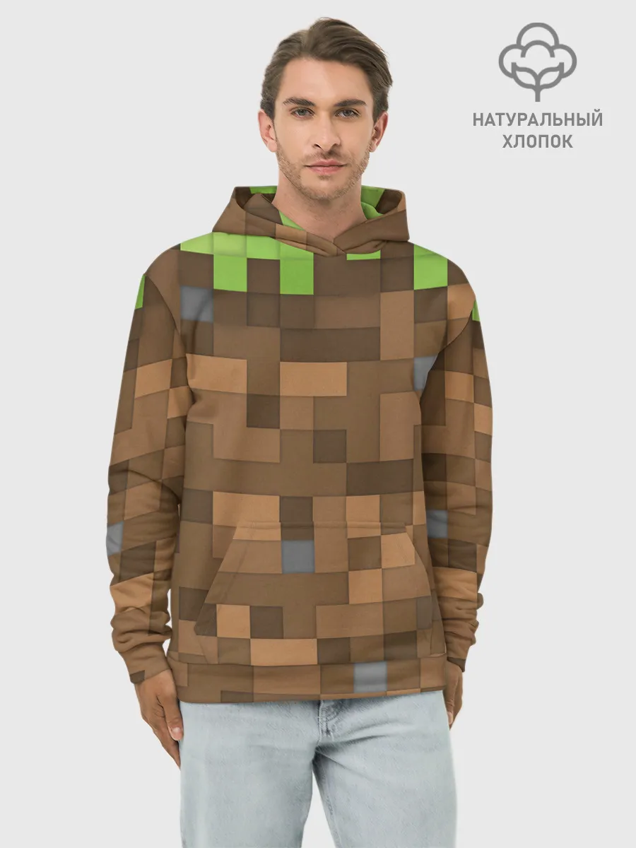 Худи мужской база хлопок / Minecraft камуфляж
