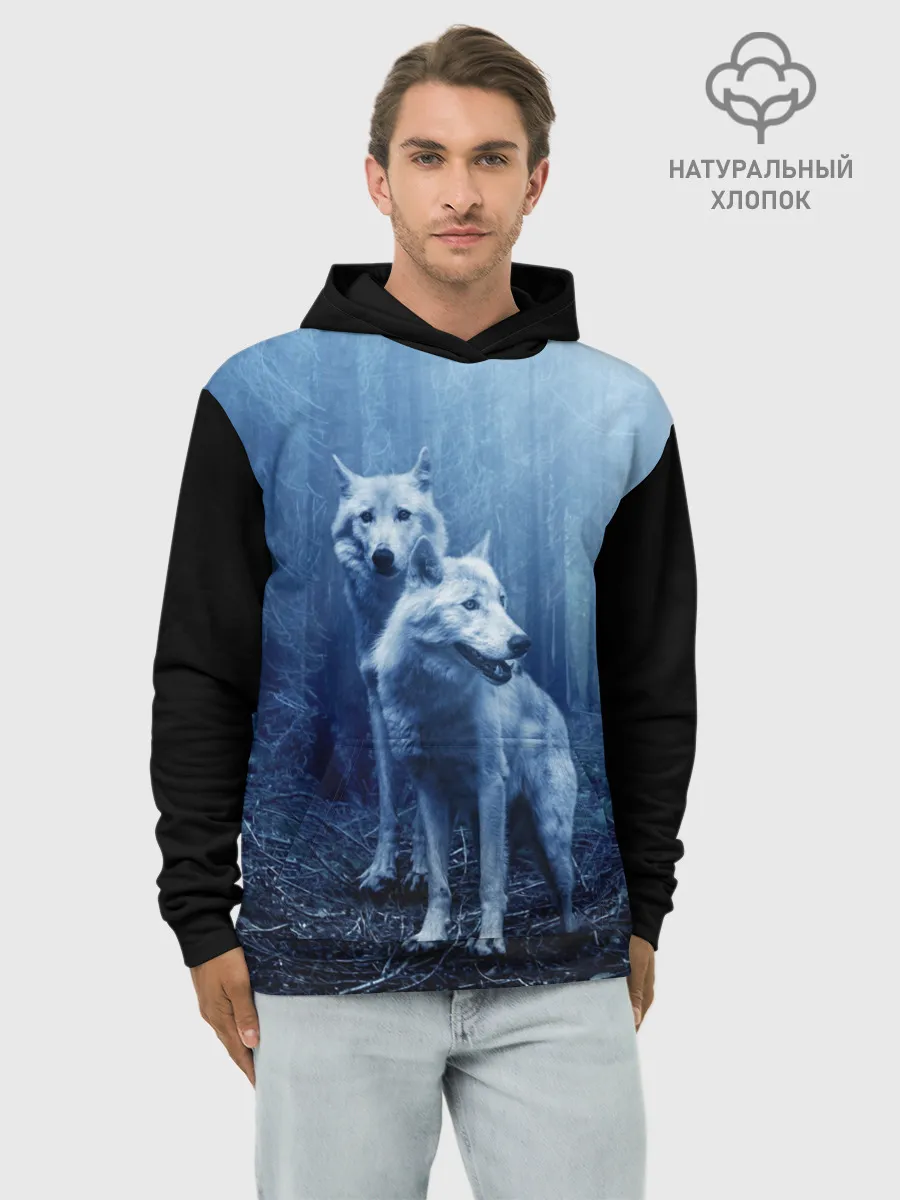 Худи мужской база хлопок / Волки