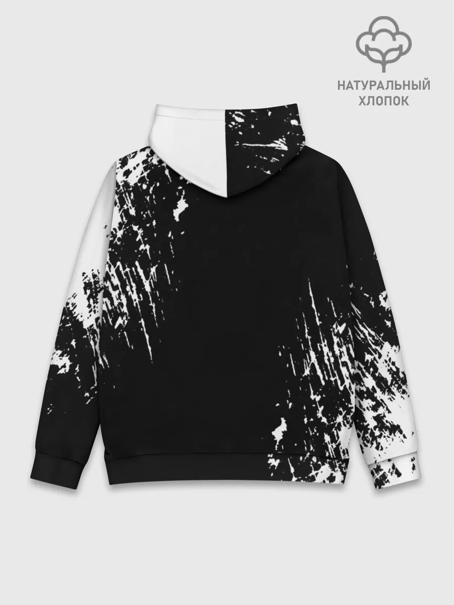 Худи мужской база хлопок / Черный Клевер затертый фон