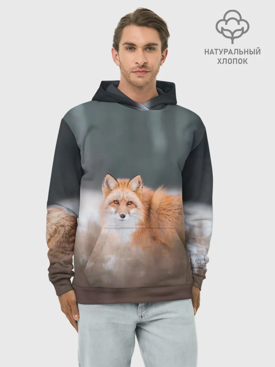 Худи мужской база хлопок / Лиса