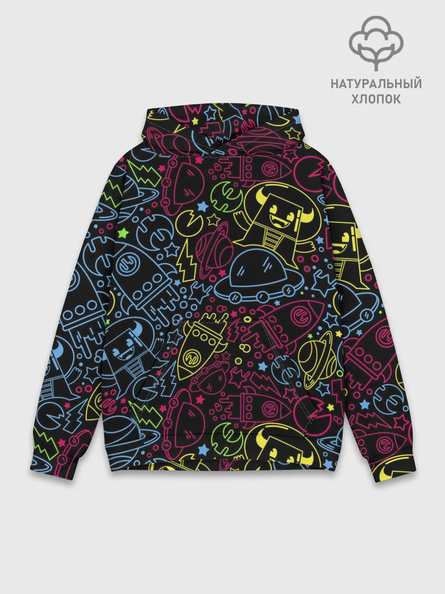 Худи мужской база хлопок / КОСМИЧЕСКИЙ НЕОН