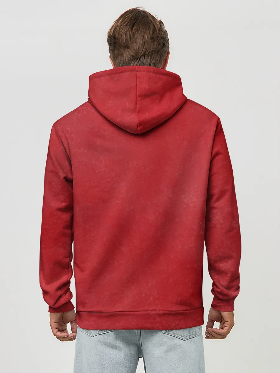 Худи мужской база хлопок / Человек Бензопила на красном фоне