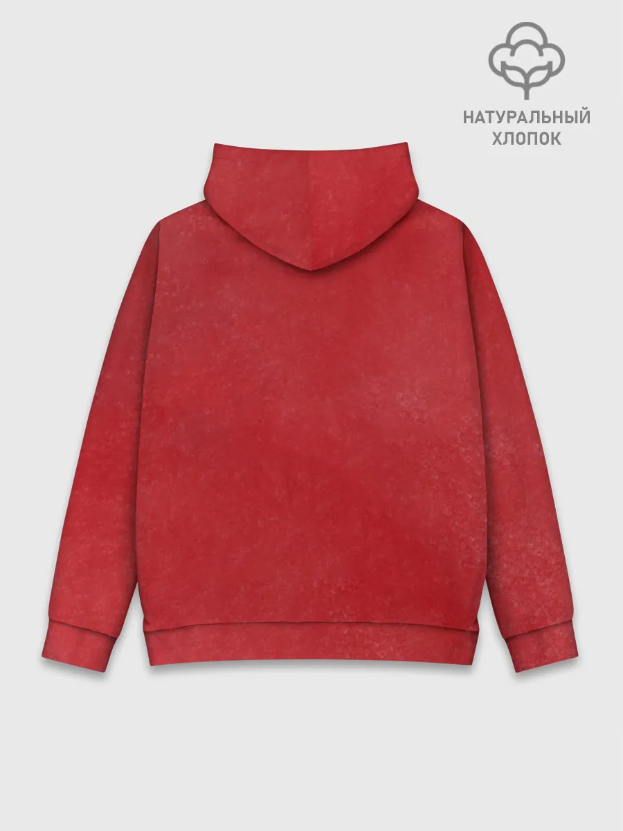 Худи мужской база хлопок / Человек Бензопила на красном фоне