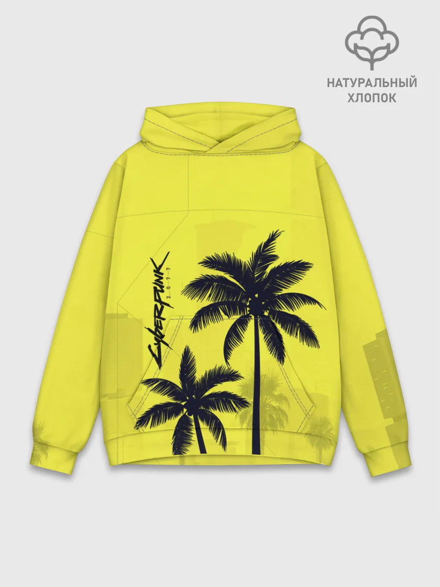 Худи мужской база хлопок / Cyberpunk 2077 - Пальмы