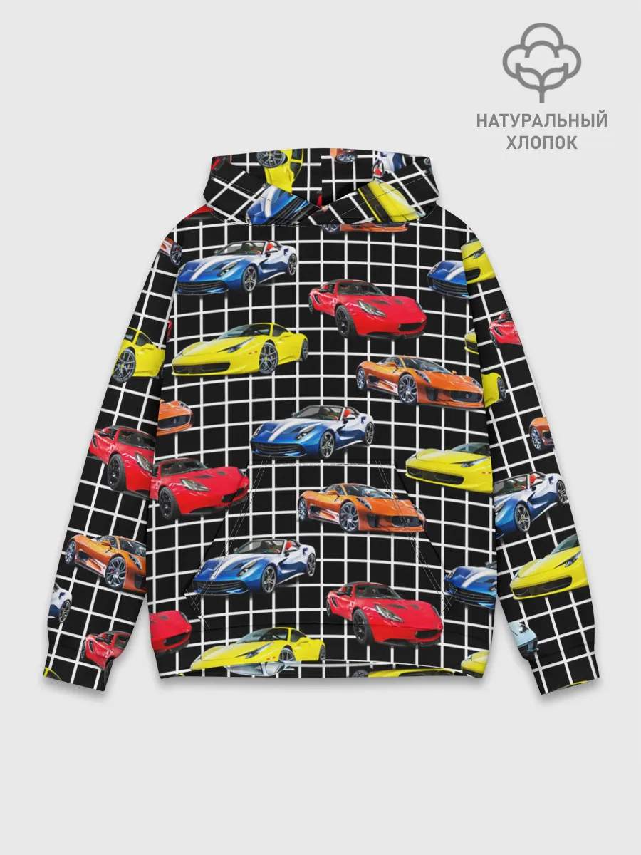 Худи мужской база хлопок / Гоночные тачки