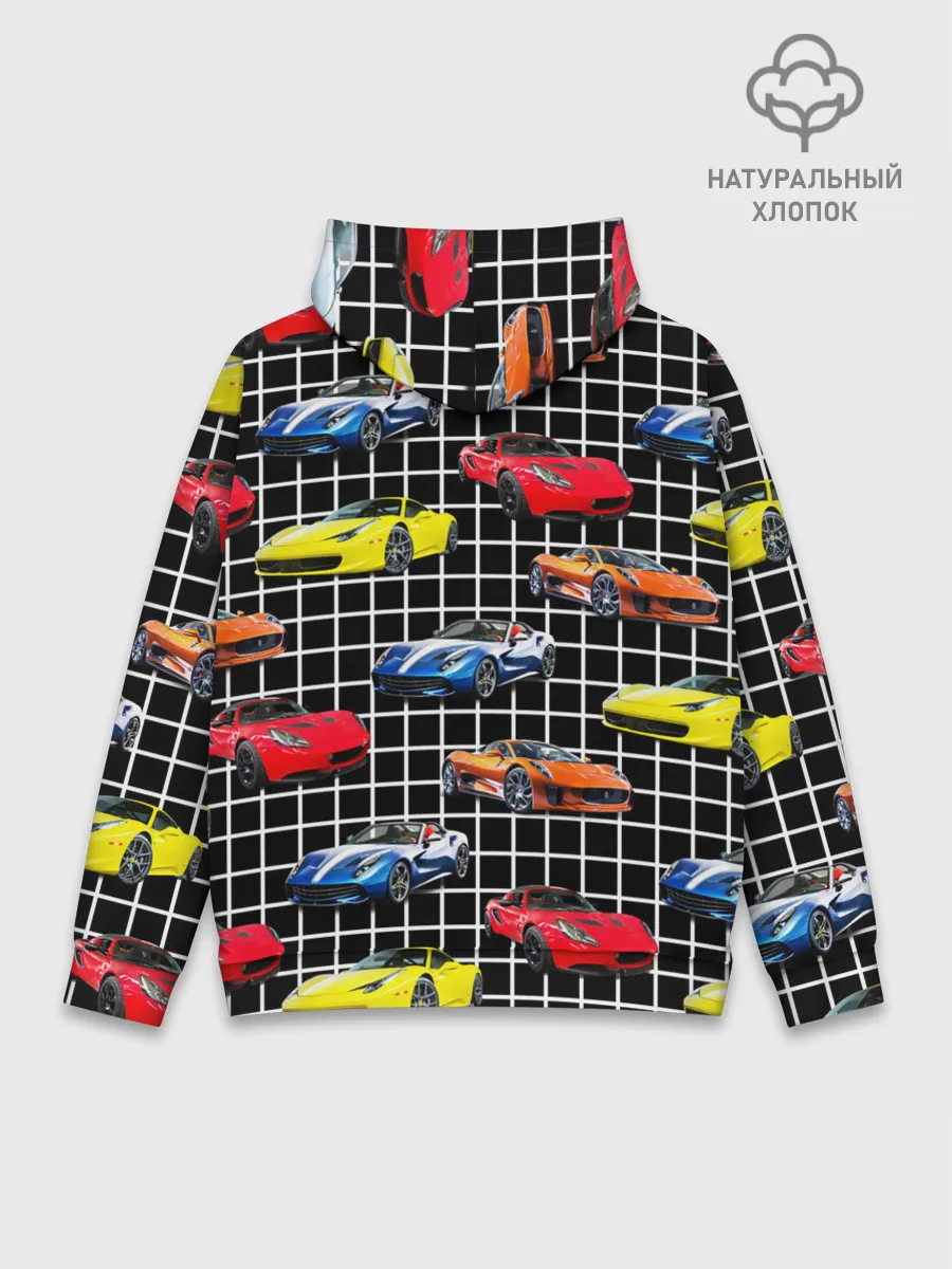 Худи мужской база хлопок / Гоночные тачки
