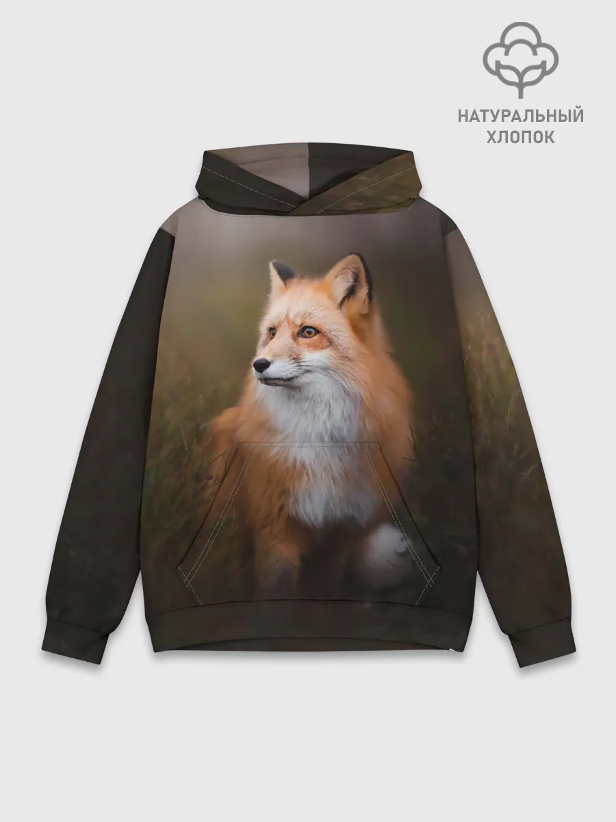 Худи мужской база хлопок / Лиса-охотница