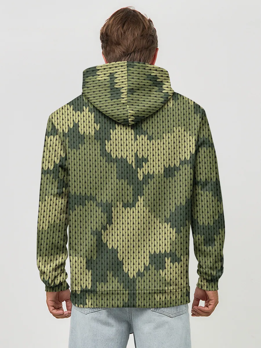 Худи мужской база хлопок / вязаный принт милитари