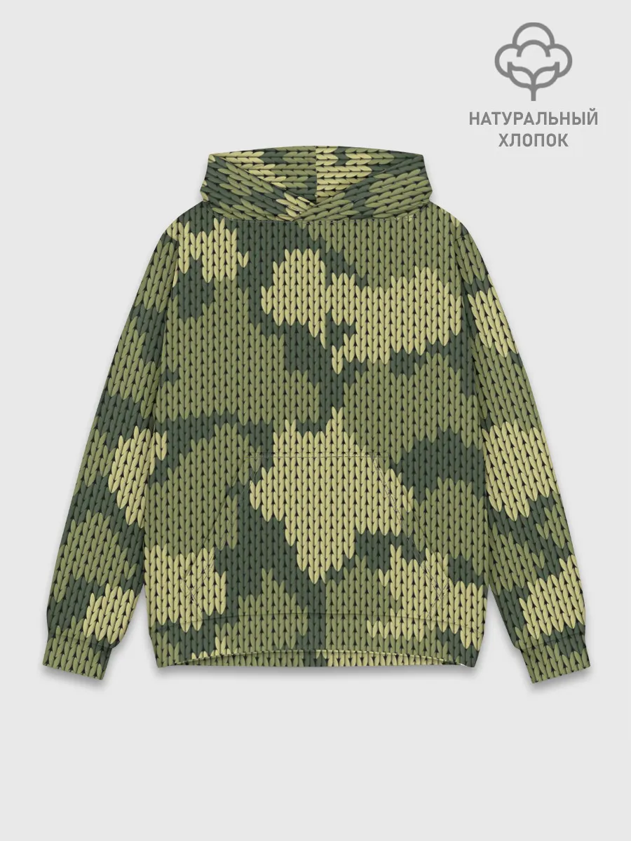 Худи мужской база хлопок / вязаный принт милитари