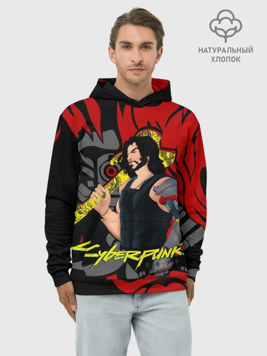 Худи мужской база хлопок / CyberPunk 2077 | SAMURAI KEANU