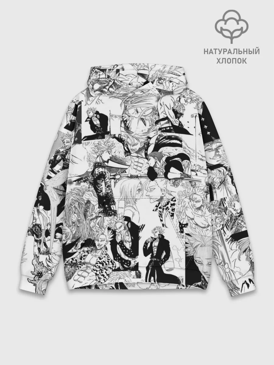 Худи мужской база хлопок / 7 СМЕРТНЫХ ГРЕХОВ. Манга-паттерн