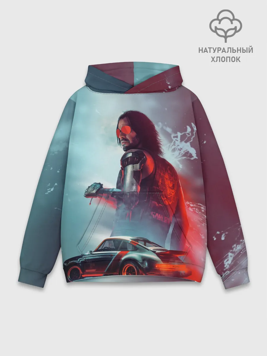 Худи мужской база хлопок / Cyberpunk 2077 | Джонни и Порш
