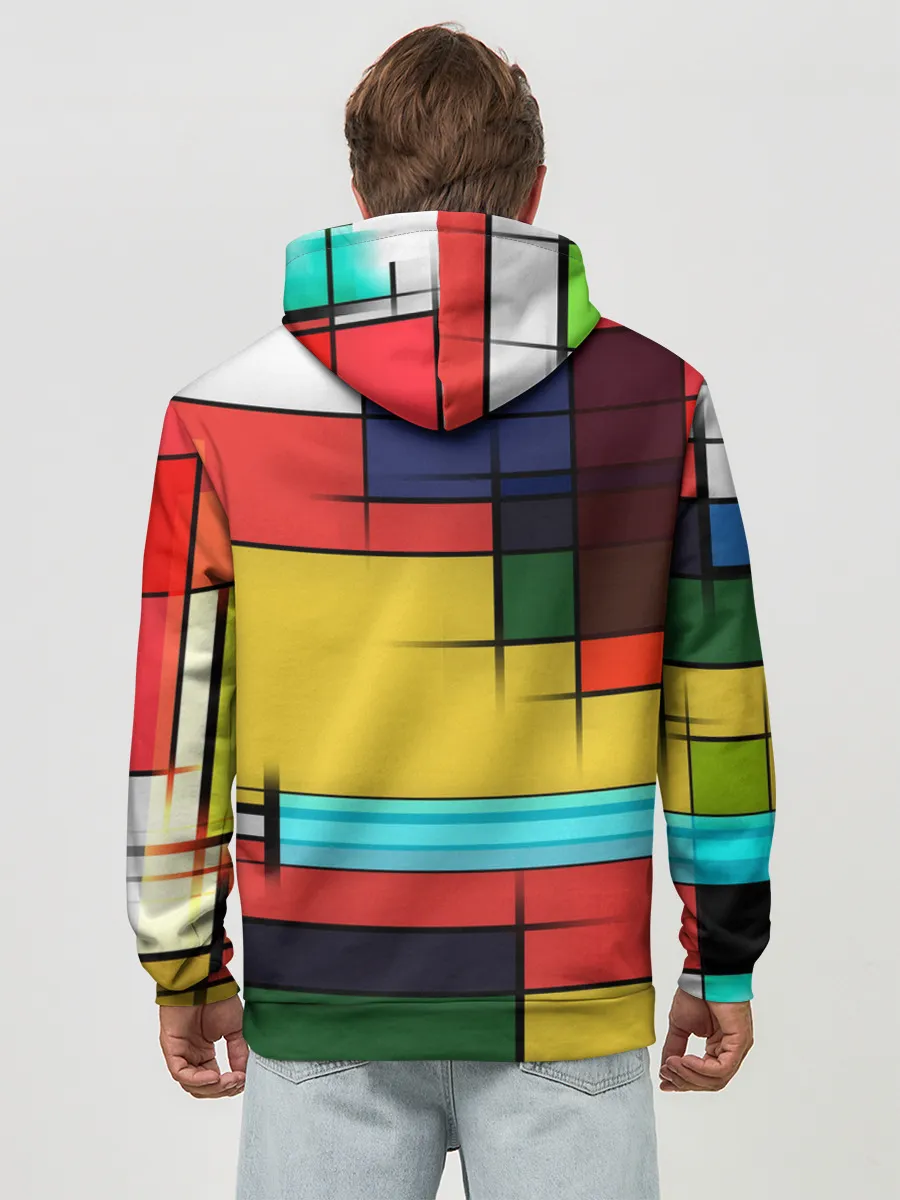 Худи мужской база хлопок / абстрактные фигуры цвета