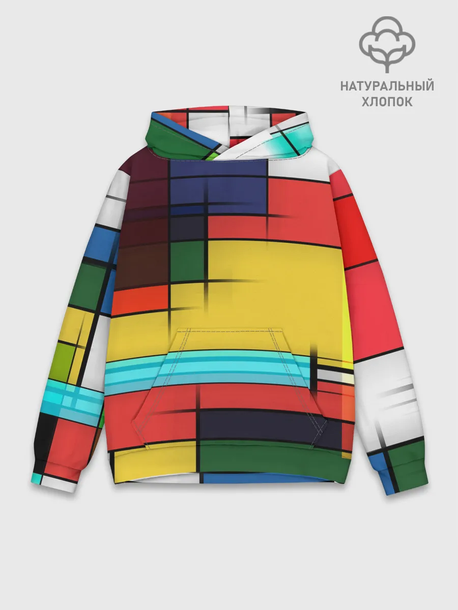 Худи мужской база хлопок / абстрактные фигуры цвета