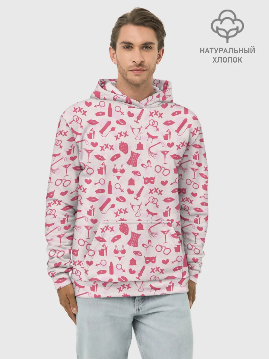 Худи мужской база хлопок / Клубничка