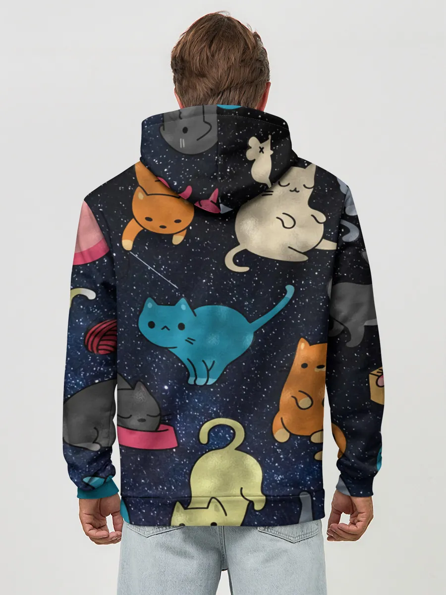 Худи мужской база хлопок / Космические котики