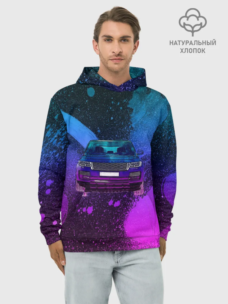 Худи мужской база хлопок / LAND ROVER NEON