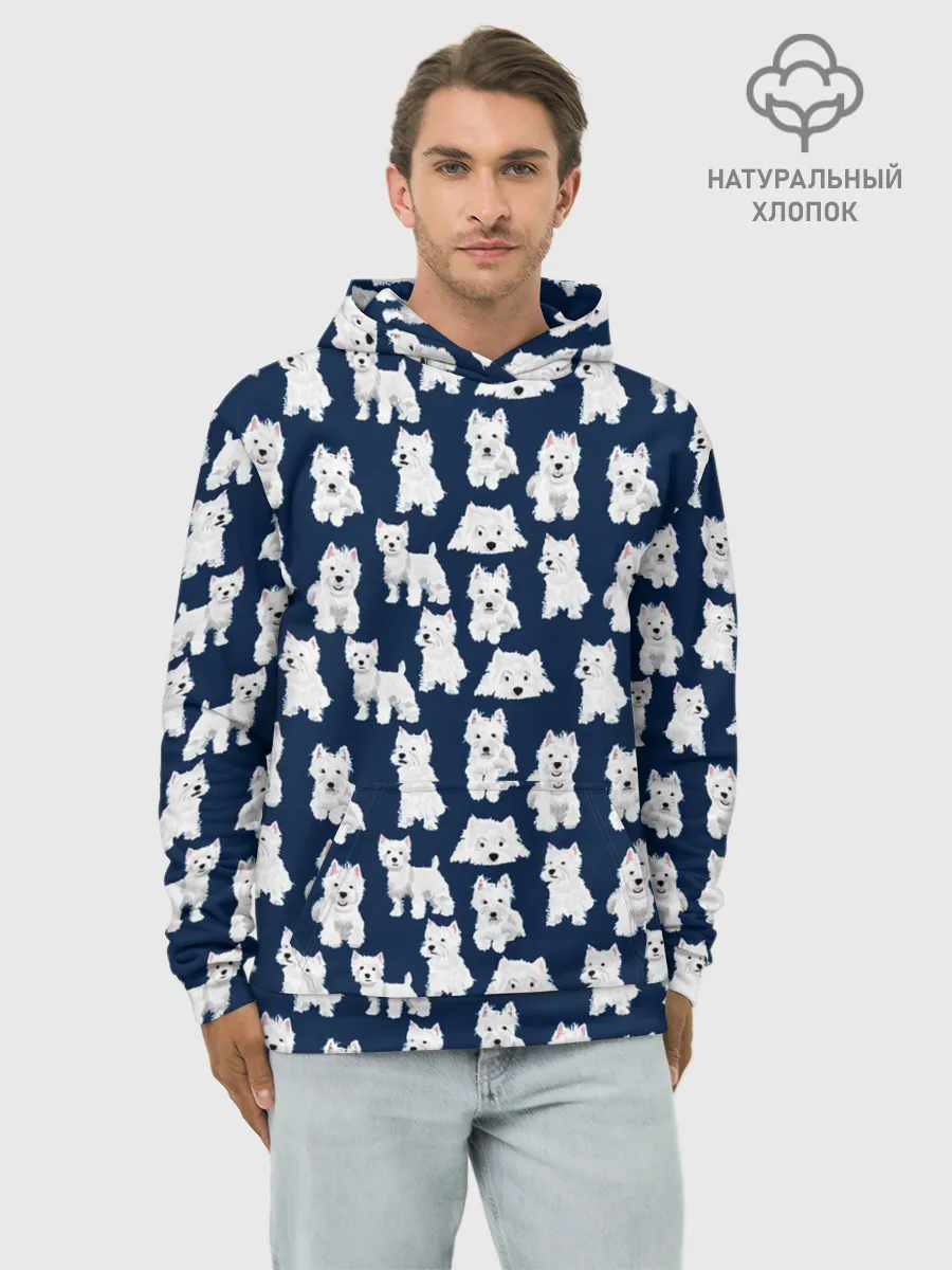 Худи мужской база хлопок / Собаки Пушистики