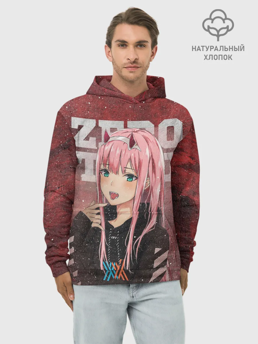 Худи мужской база хлопок / Zero Two в толстовке