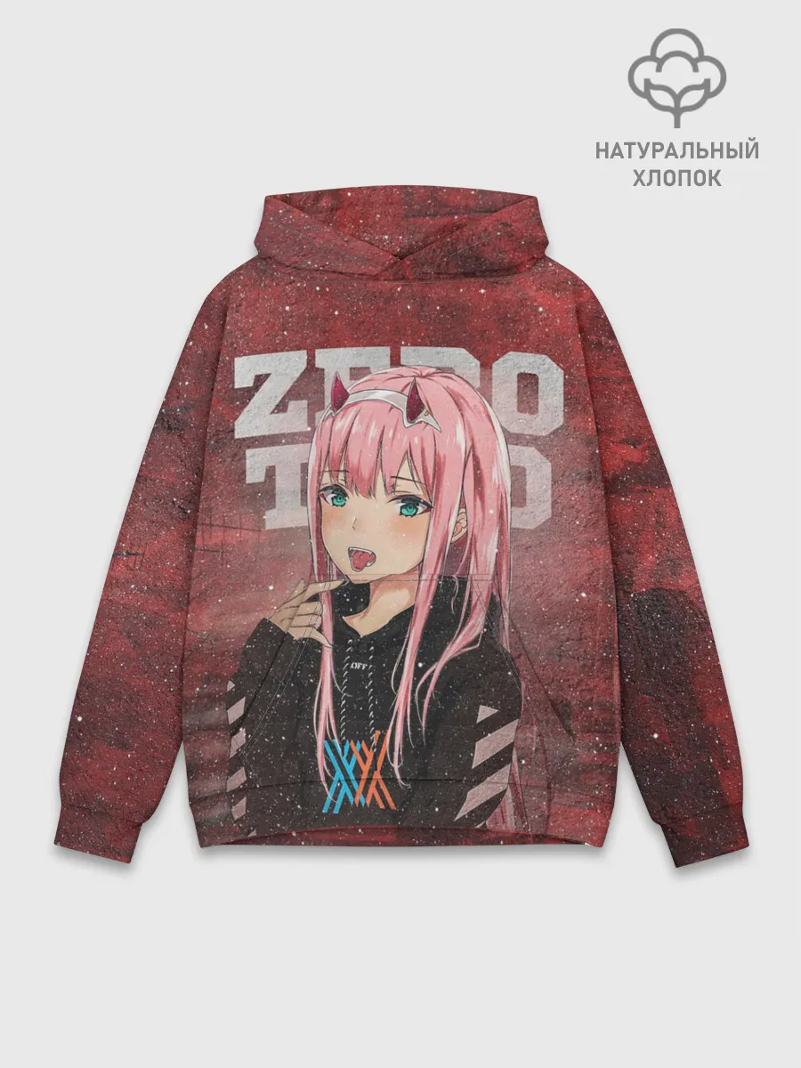 Худи мужской база хлопок / Zero Two в толстовке