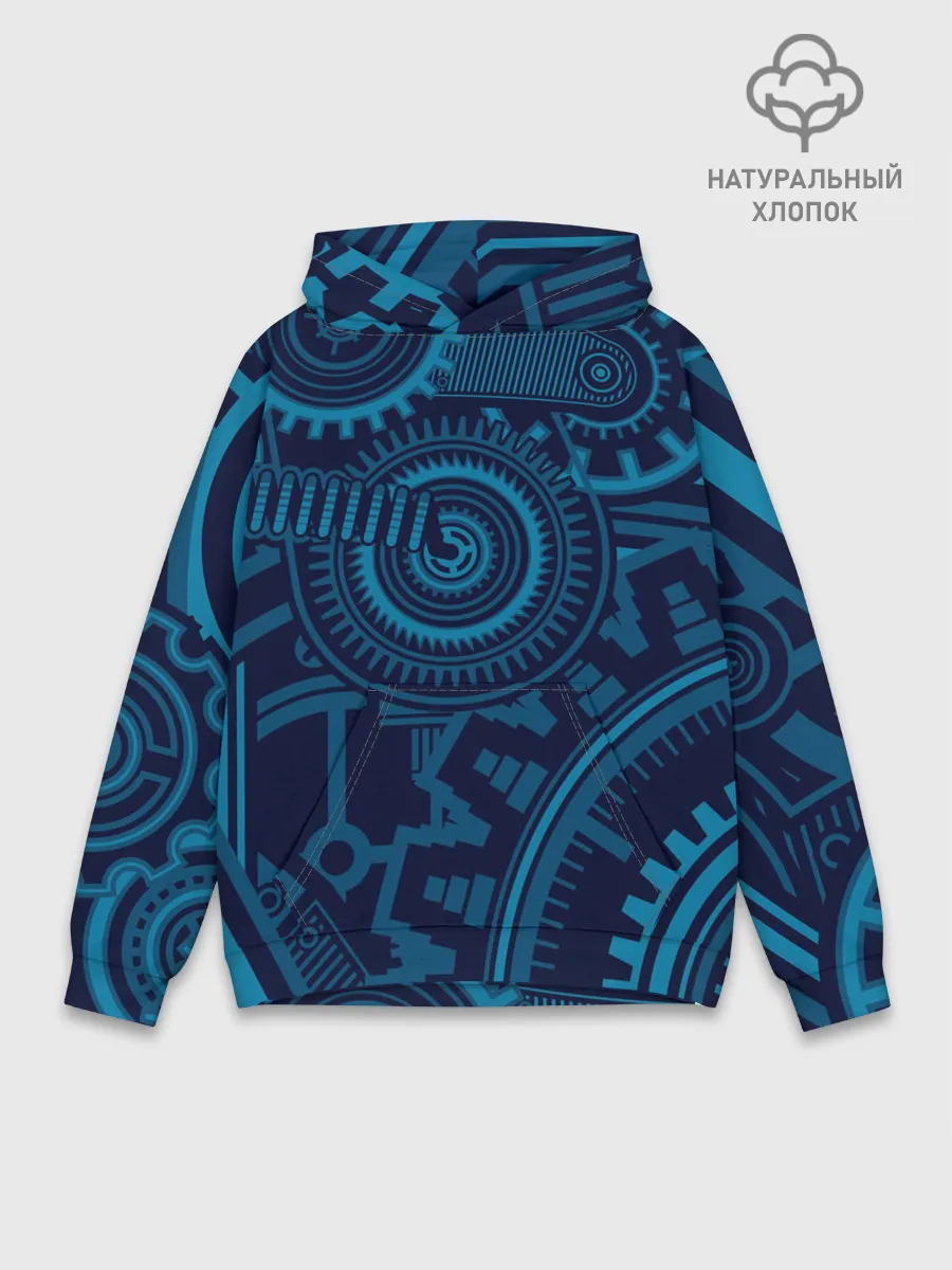 Худи мужской база хлопок / Steampunk Mechanic Blue