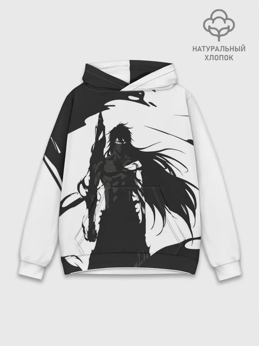 Худи мужской база хлопок / Bleach black & white