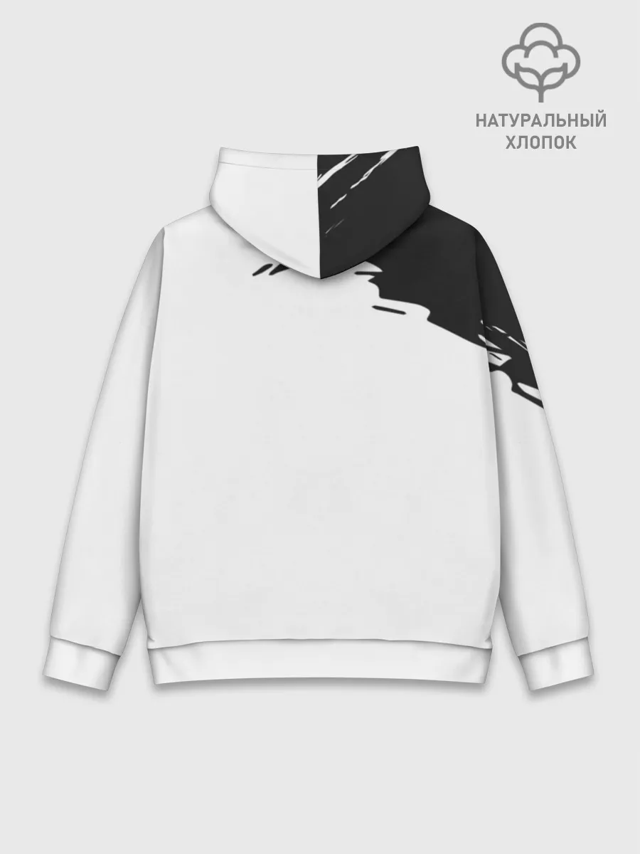 Худи мужской база хлопок / Bleach black & white