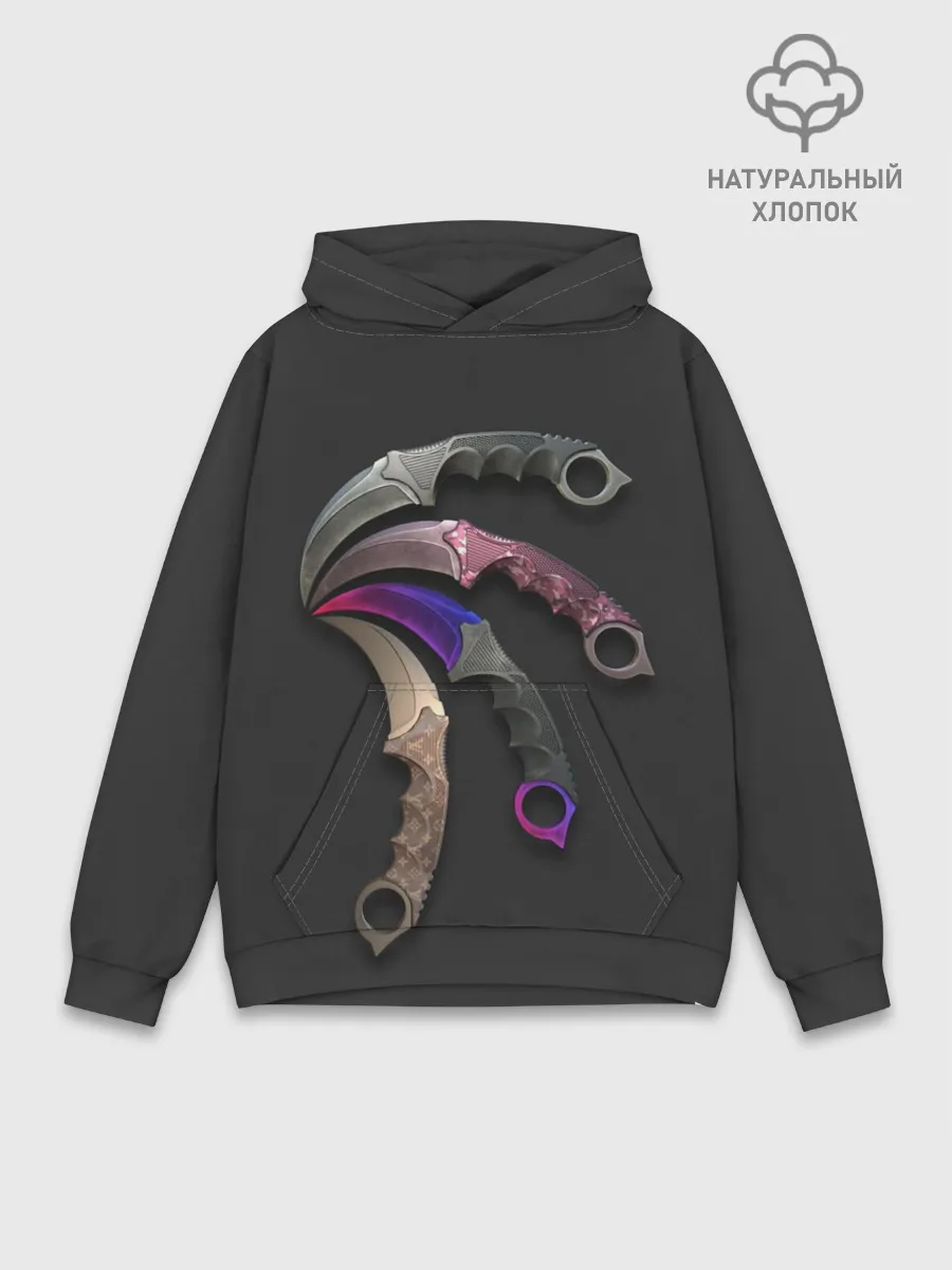 Худи мужской база хлопок / CS Ножи Керамбит разных расцветок