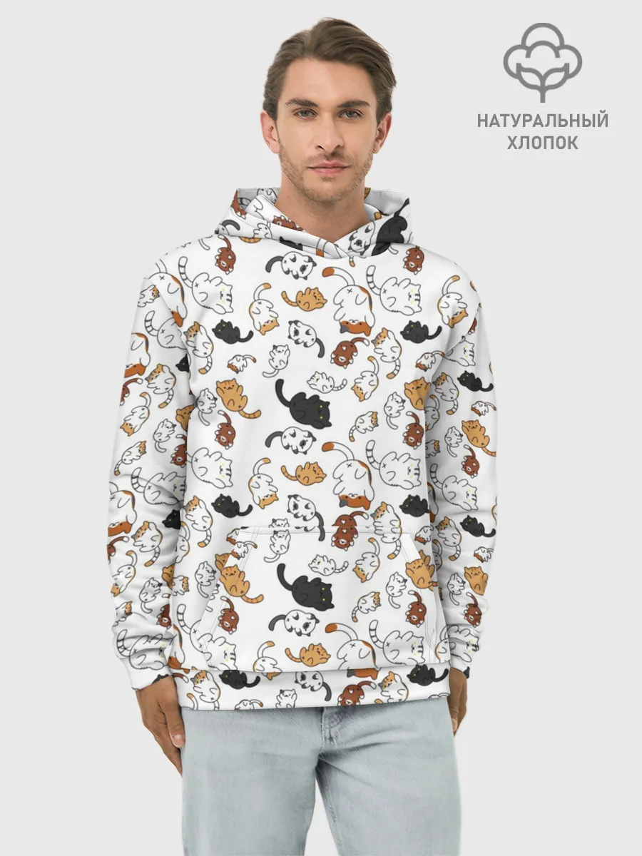 Худи мужской база хлопок / Коты