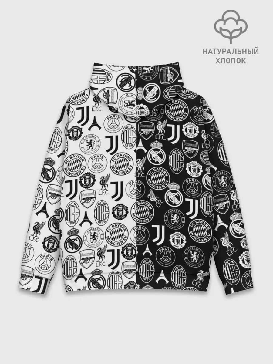 Худи мужской база хлопок / ЛОГОТИПЫ ФУТБОЛЬНЫХ КОМАНД