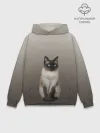 Худи мужской база хлопок / Сиамский кот голубые глаза
