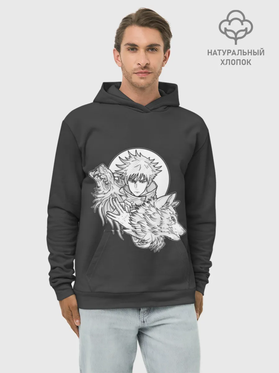 Худи мужской база хлопок / Megumi с волком