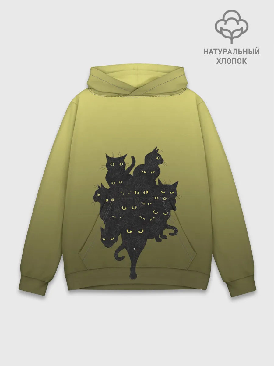 Худи мужской база хлопок / много черных котов