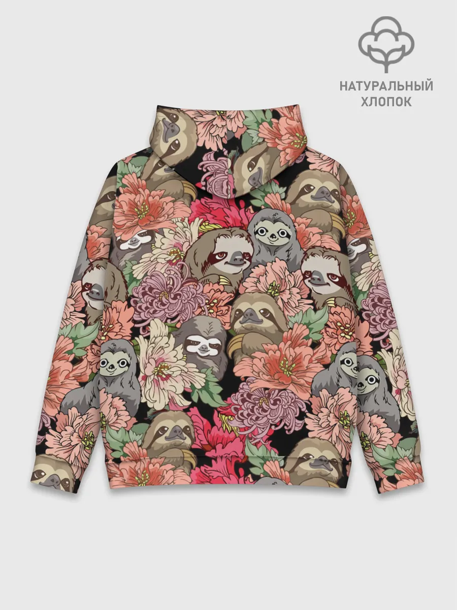 Худи мужской база хлопок / Ленивец & Цветочки