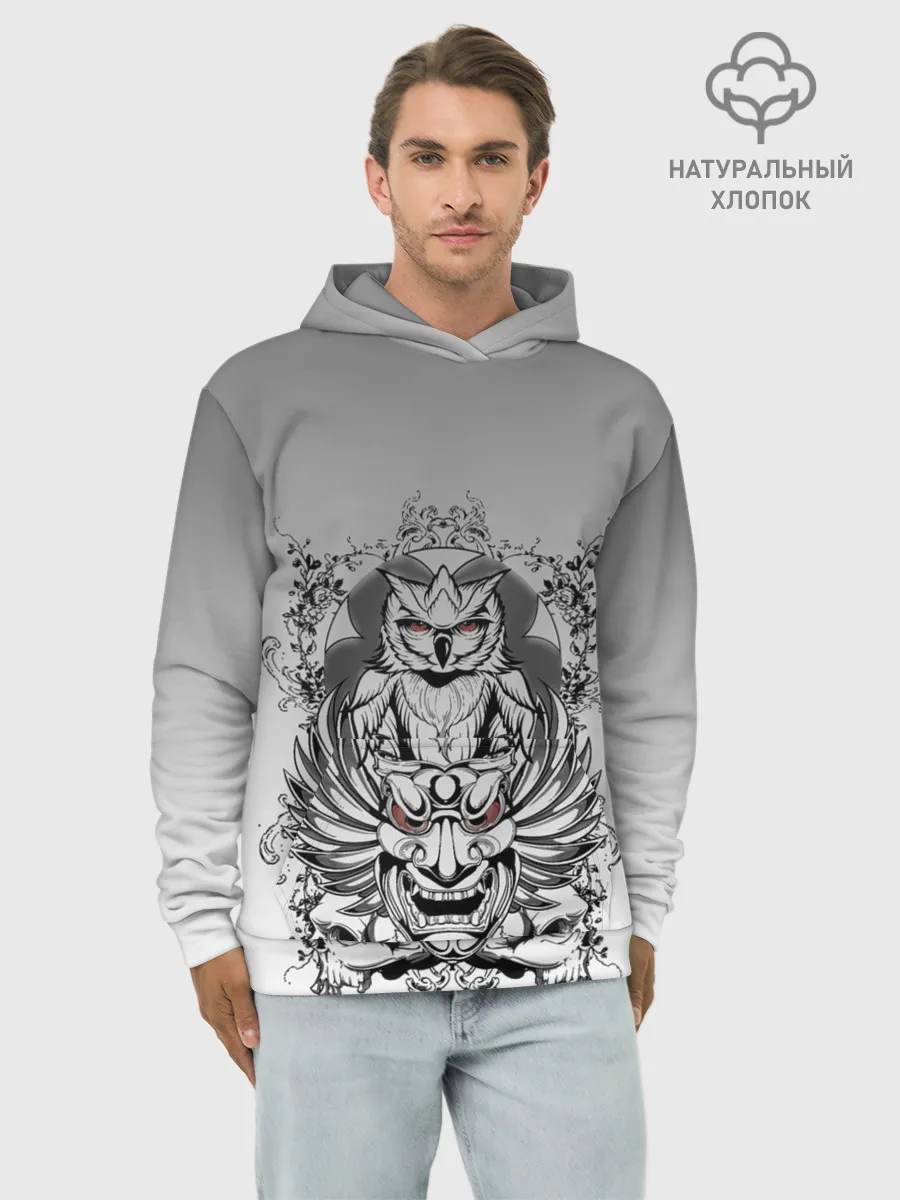 Худи мужской база хлопок / маска сова смерть череп