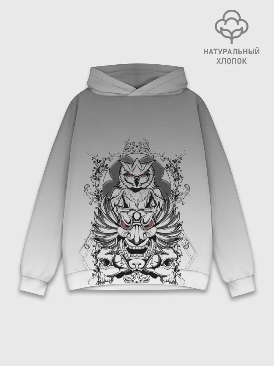 Худи мужской база хлопок / маска сова смерть череп