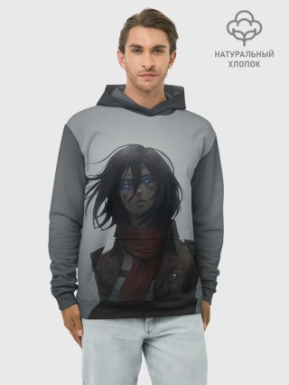 Худи мужской база хлопок / Микаса Аккерман