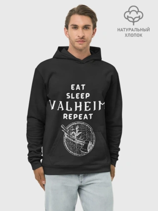 Худи мужской база хлопок / Eat Sleep Valheim Repeat