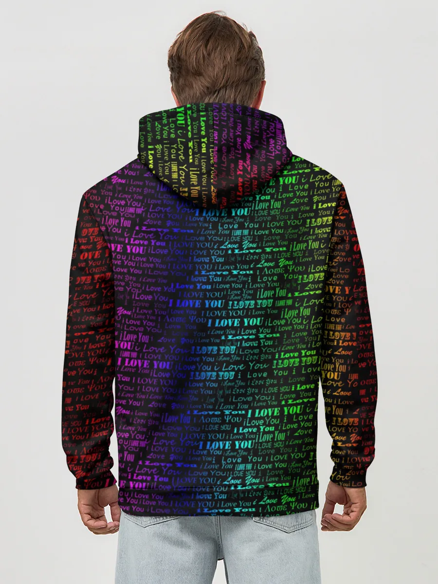 Худи мужской база хлопок / I love You Неон