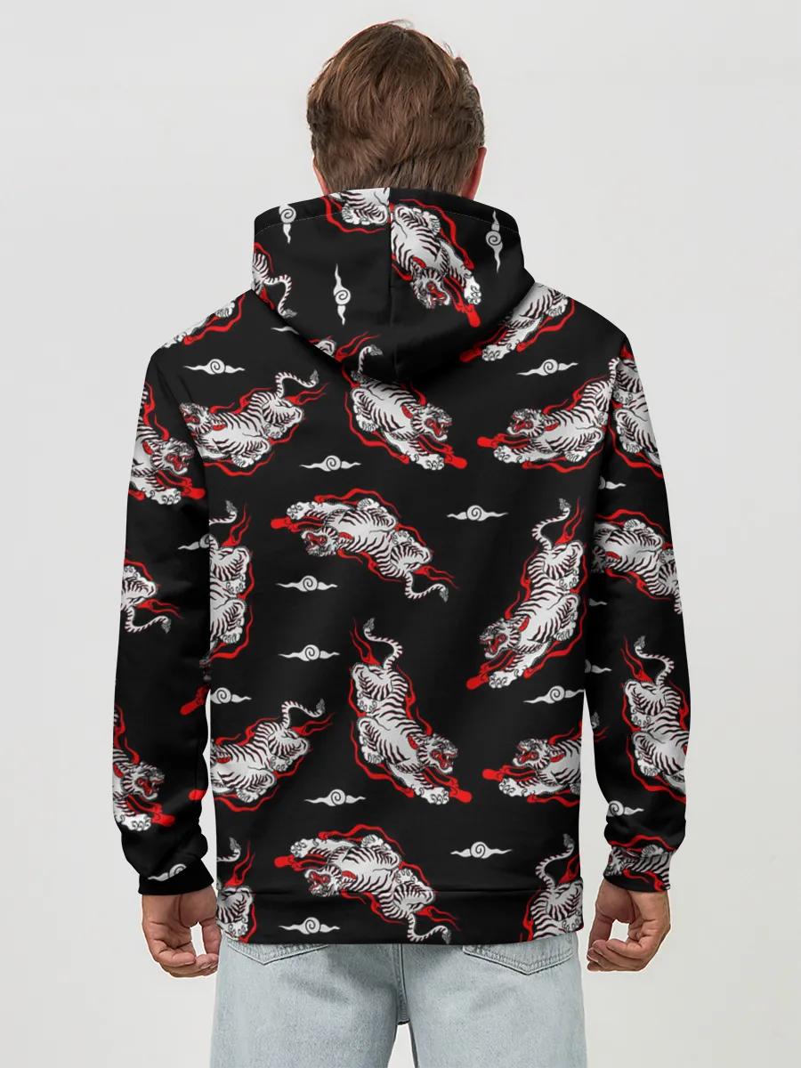 Худи мужской база хлопок / Японский стиль - тигры