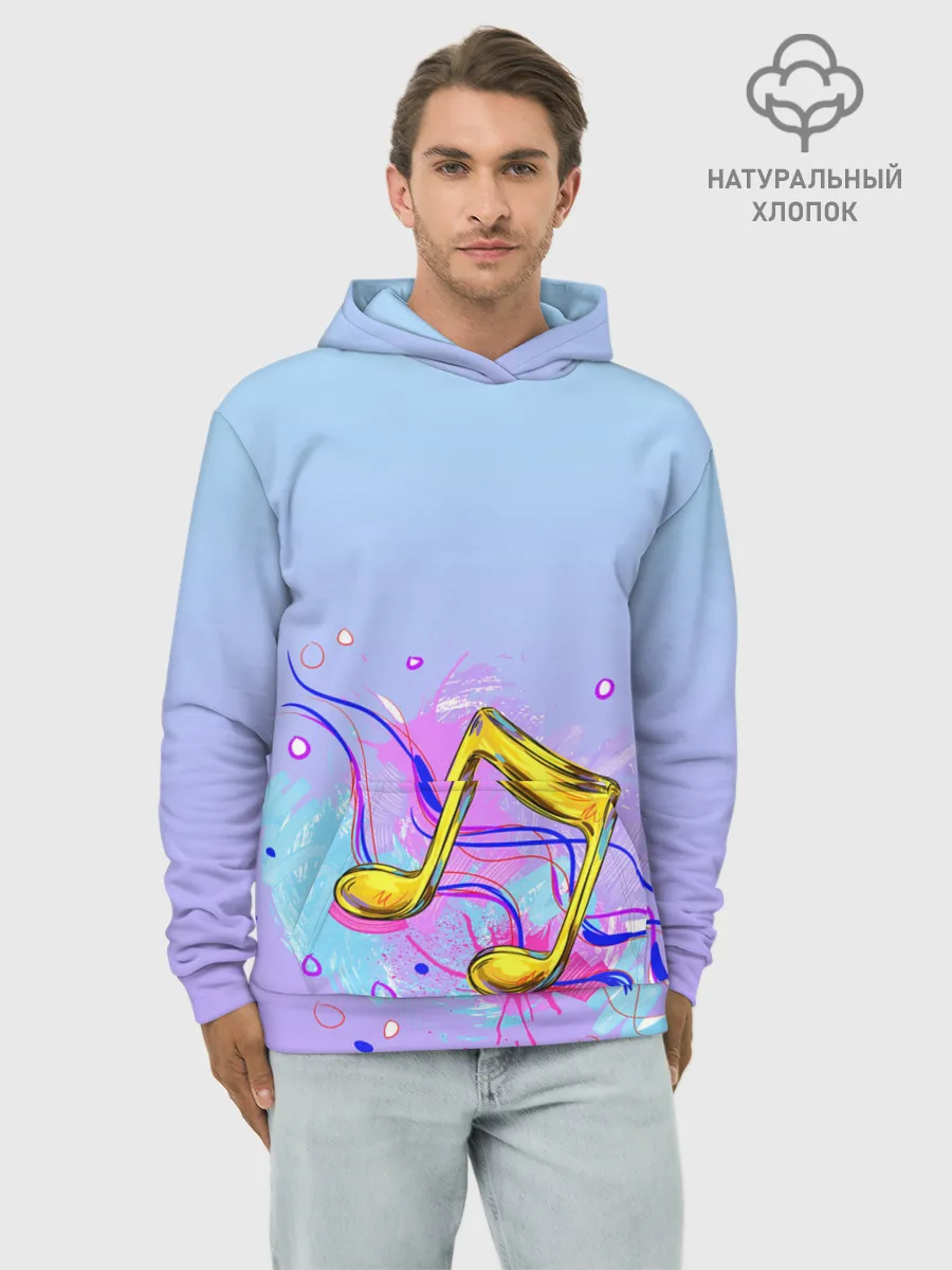 Худи мужской база хлопок / ноты краски музыканту