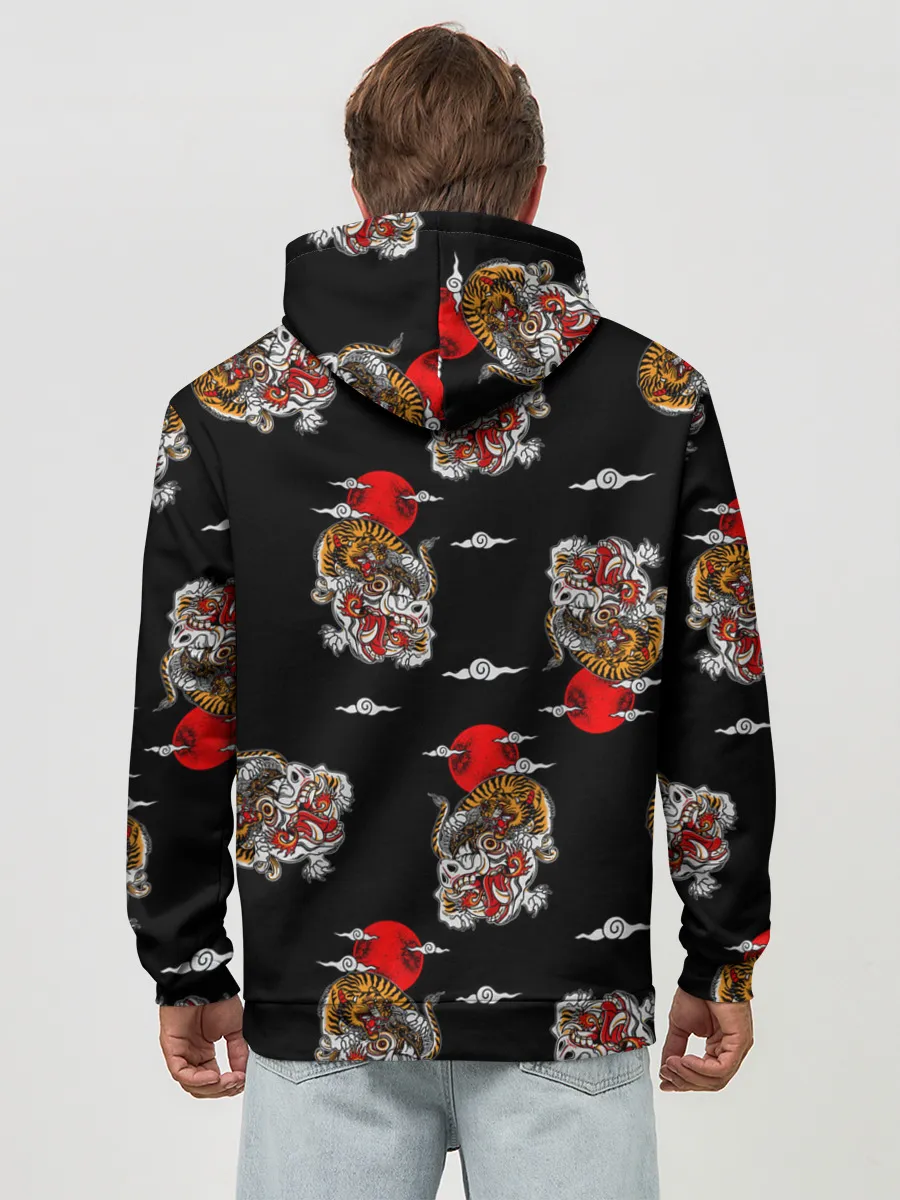 Худи мужской база хлопок / Японский стиль - тигры