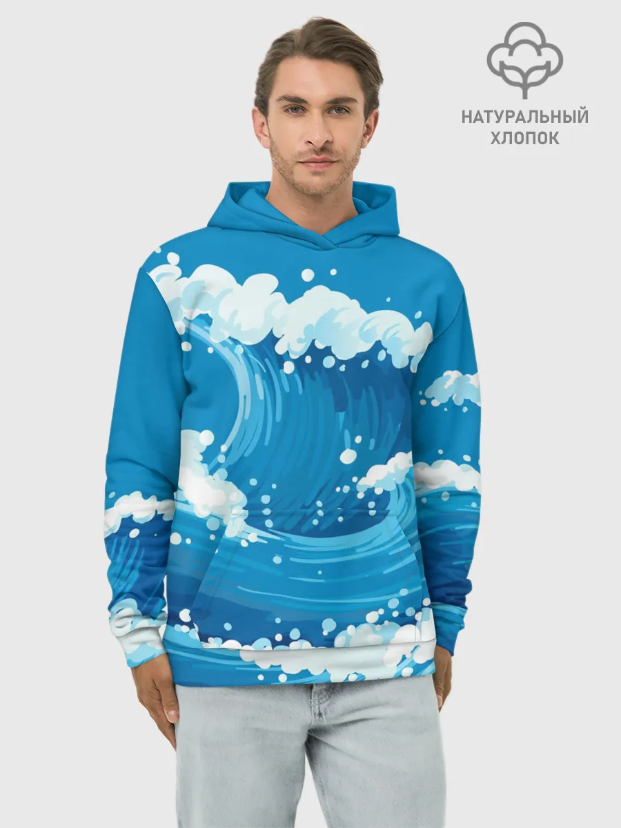 Худи мужской база хлопок / Волны