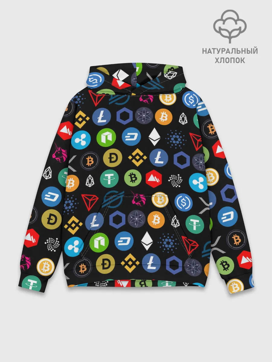 Худи мужской база хлопок / ЛОГОТИПЫ КРИПТОВАЛЮТ | CRYPTOCURRENCIES