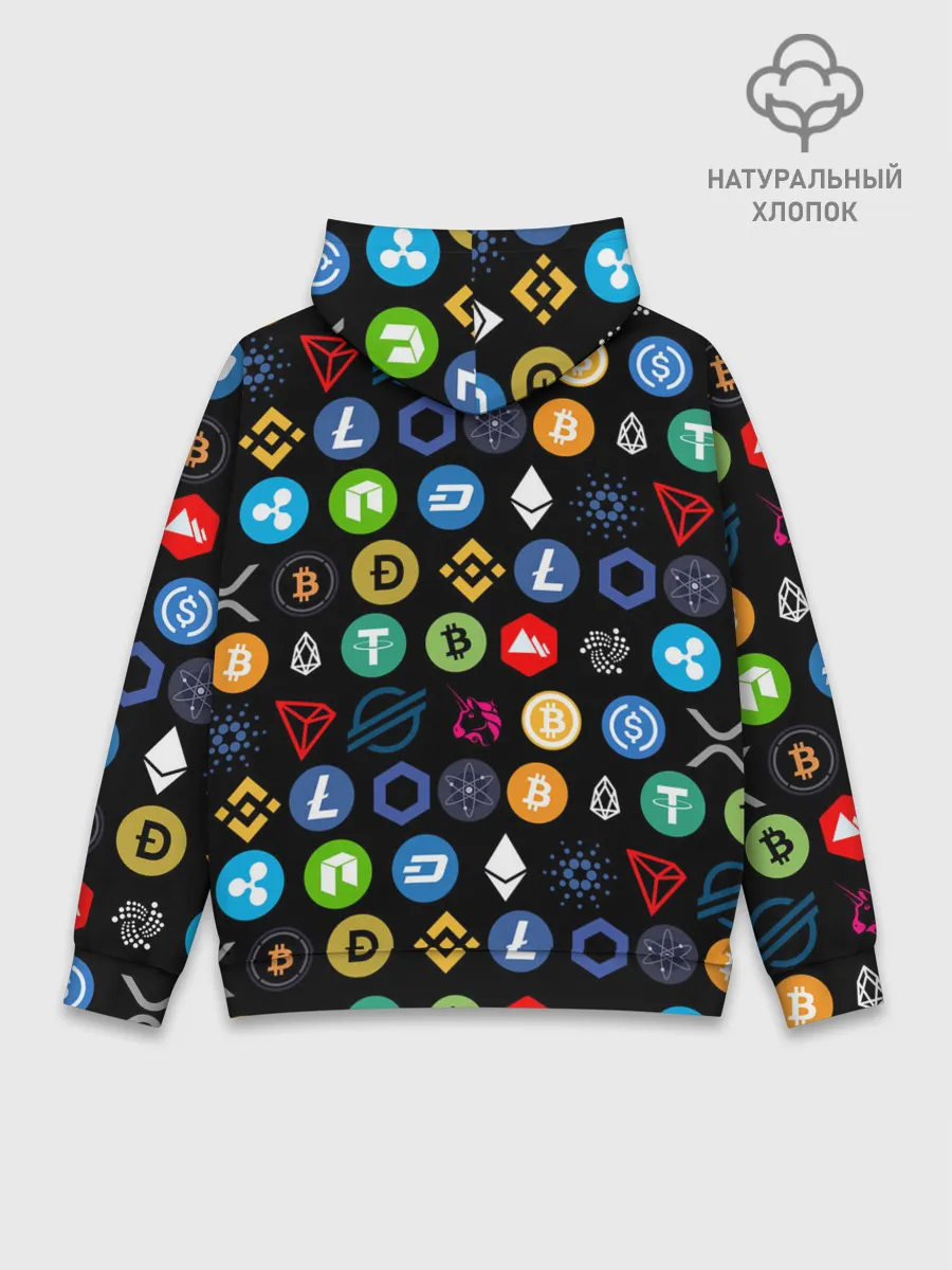 Худи мужской база хлопок / ЛОГОТИПЫ КРИПТОВАЛЮТ | CRYPTOCURRENCIES