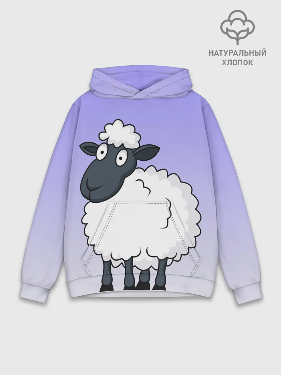 Худи мужской база хлопок / Нарисованный милый барашек